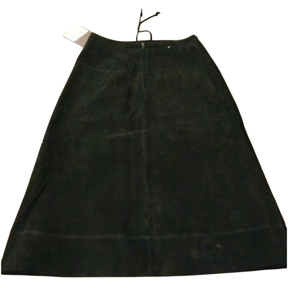 NEW AR BERNARDO FASHIONS WOMEN'S BLACK SUEDE LEATHER SKIRT WASHABLE Size S